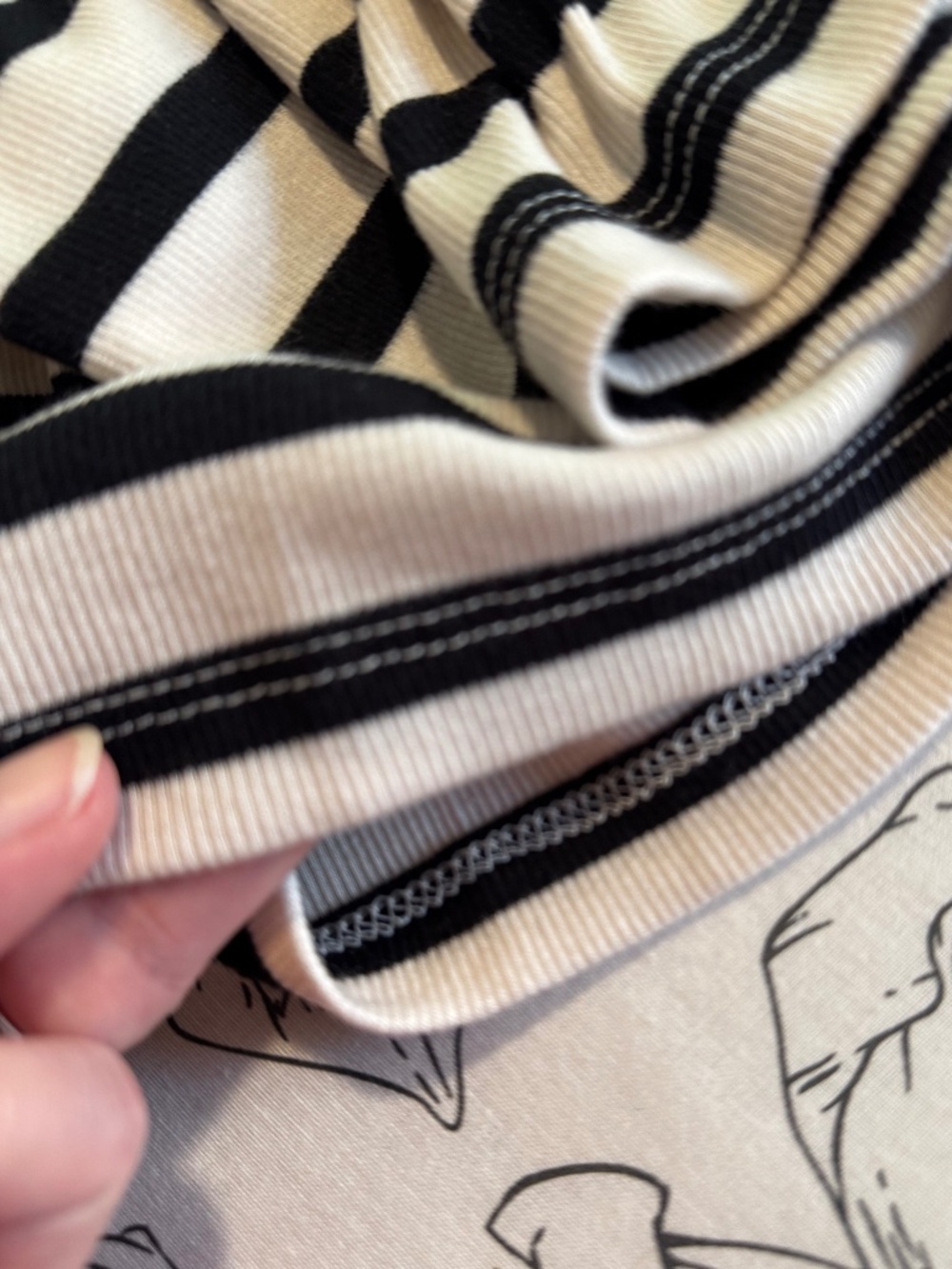 New! Rib knit short sleeved tee, size M, black/cream striped from a new day - Picture 7 of 10